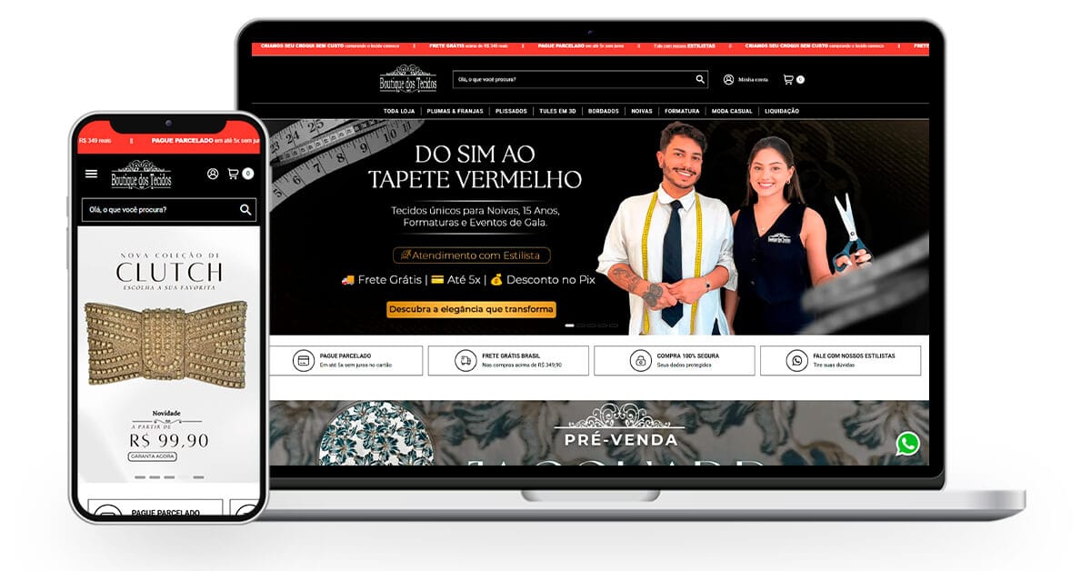 Boutique dos Tecidos - Implantação de Ecommerce - Loja Virtual - Plataforma Bagy
